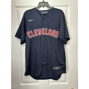 Size M Nike Cleveland Guardians Jersey Mens MLB Baseball Navy Blue Button Up